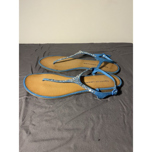 Women's 9 Chinese Laundry Blue Bedazzled Sandals - Picture 4 of 8